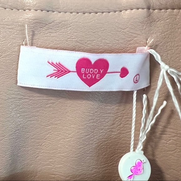 BUDDY LOVE PINK STAR MOTO JACKET NWT- Size L - Picture 3 of 4